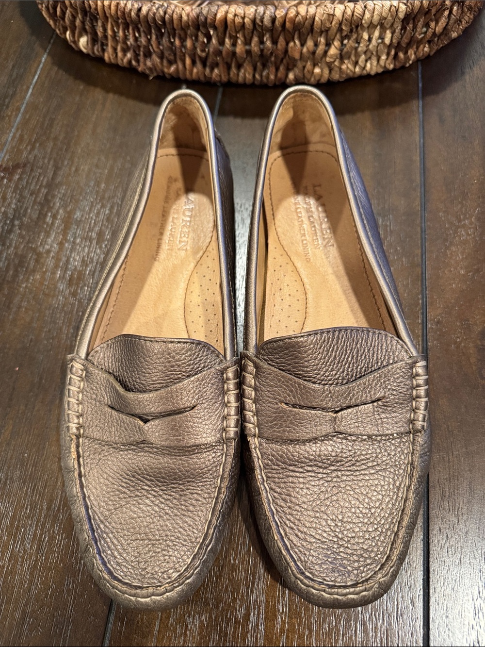 Lauren Ralph Lauren Bronze Metallic Leather Camila Loafers